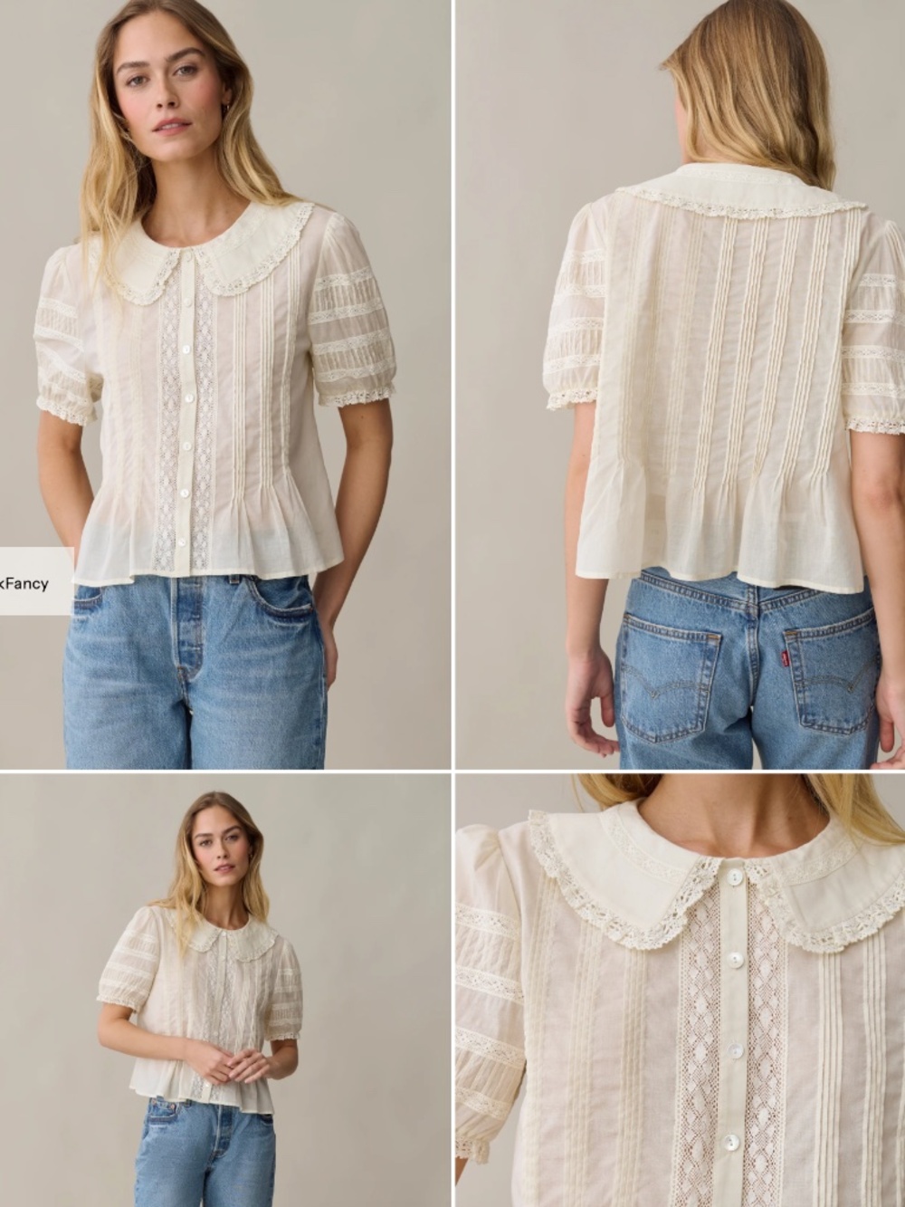 Few Moda NWT Dorothy Cotton Lace Blouse Cream S